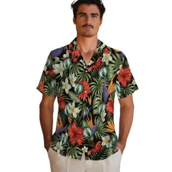 boston celtics hibiscus bird hawaiian shirts fashion forward