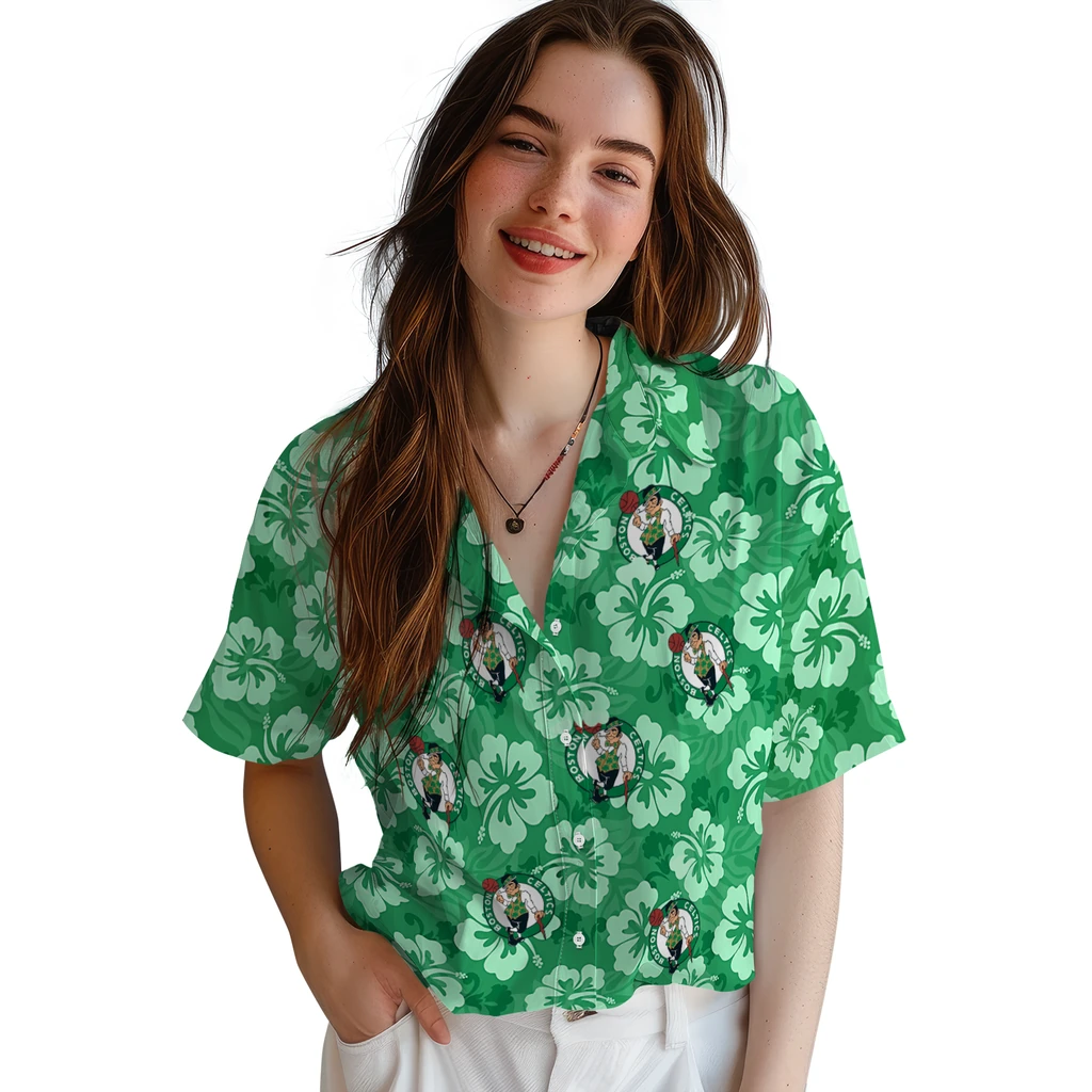 Boston Celtics Hawaiian Shirt - Hibiscus Cluster boston celtics hibiscus cluster green hawaiian shirts latest model