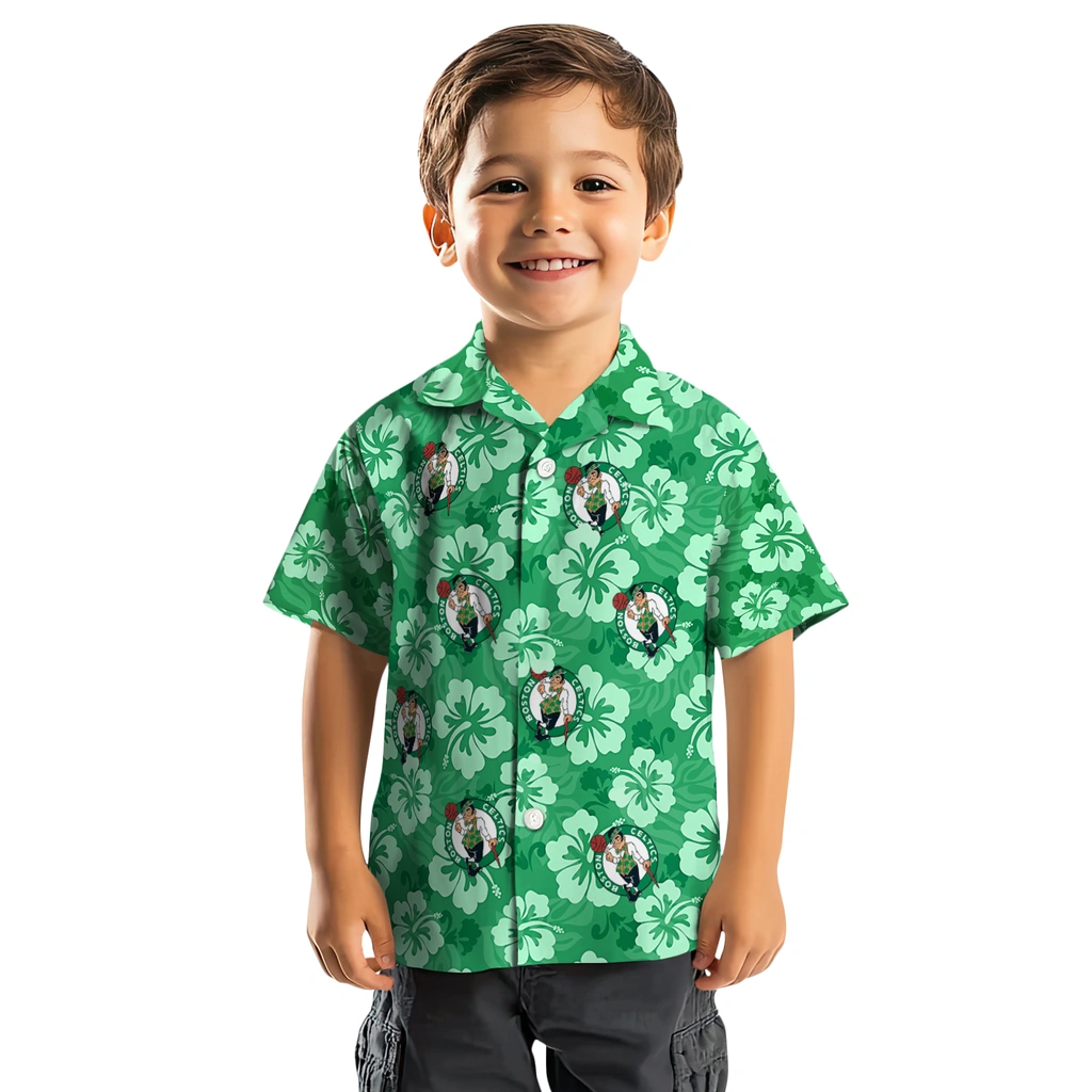 Boston Celtics Hawaiian Shirt - Hibiscus Cluster boston celtics hibiscus cluster green hawaiian shirts top rated
