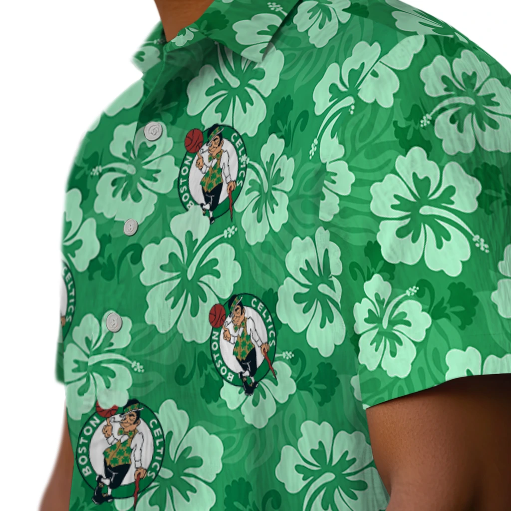 Boston Celtics Hawaiian Shirt - Hibiscus Cluster boston celtics hibiscus cluster green hawaiian shirts trendy