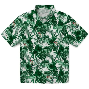 boston celtics hibiscus exotic green hawaiian shirts best selling
