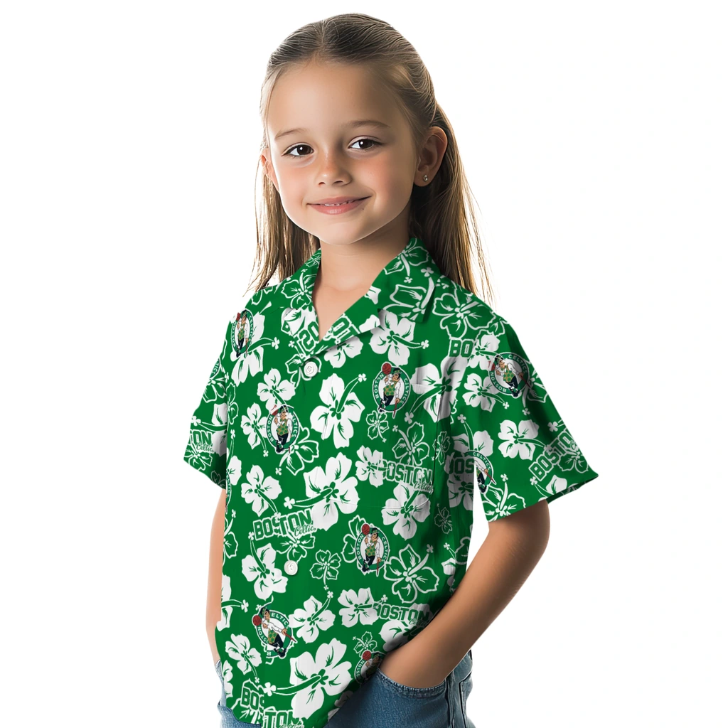 Boston Celtics Hawaiian Shirt - Hibiscus Flower Design boston celtics hibiscus bloom green hawaiian shirts premium grade