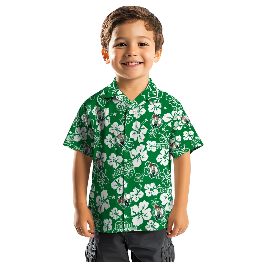 Boston Celtics Hawaiian Shirt - Hibiscus Flower Design boston celtics hibiscus bloom green hawaiian shirts top rated