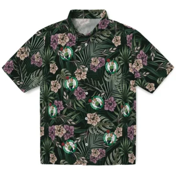 boston celtics hibiscus leaves pattern green hawaiian shirts best selling