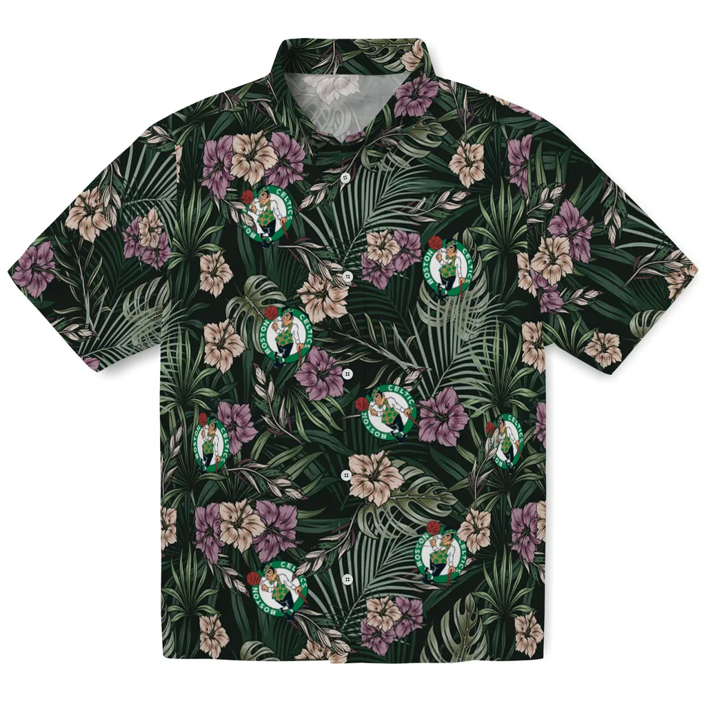 Boston Celtics Hawaiian Shirt - Hibiscus Leaves Pattern boston celtics hibiscus leaves pattern green hawaiian shirts best selling