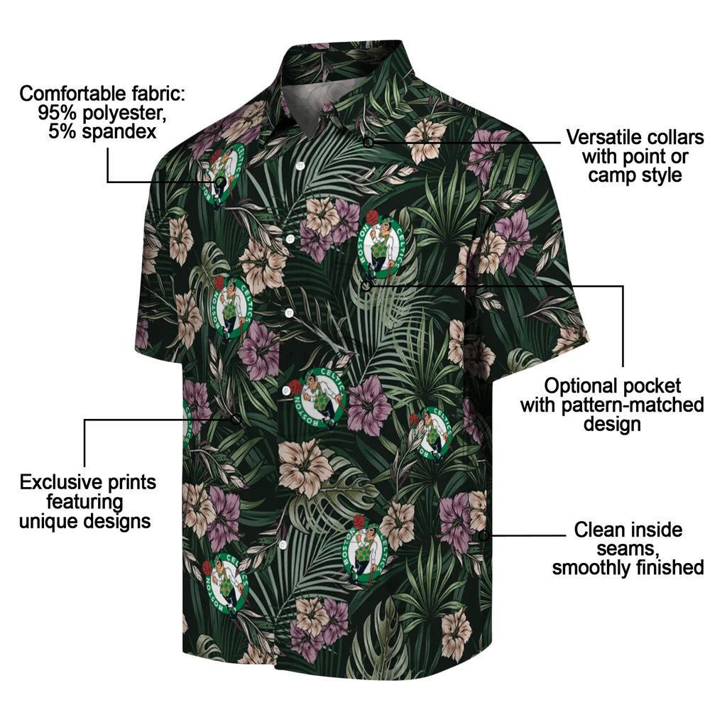 Boston Celtics Hawaiian Shirt - Hibiscus Leaves Pattern boston celtics hibiscus leaves pattern green hawaiian shirts new arrival