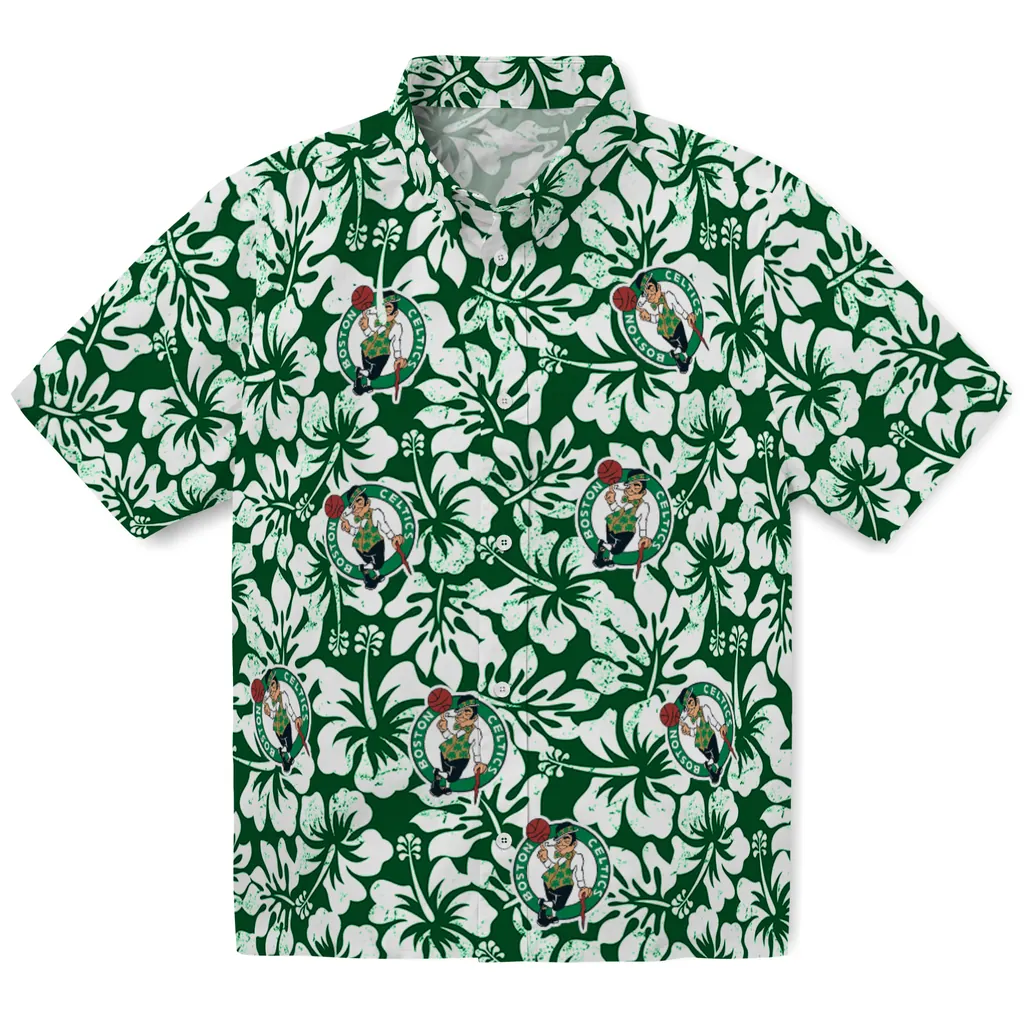 Boston Celtics Hawaiian Shirt - Hibiscus Motif boston celtics hibiscus motif green white hawaiian shirts best selling