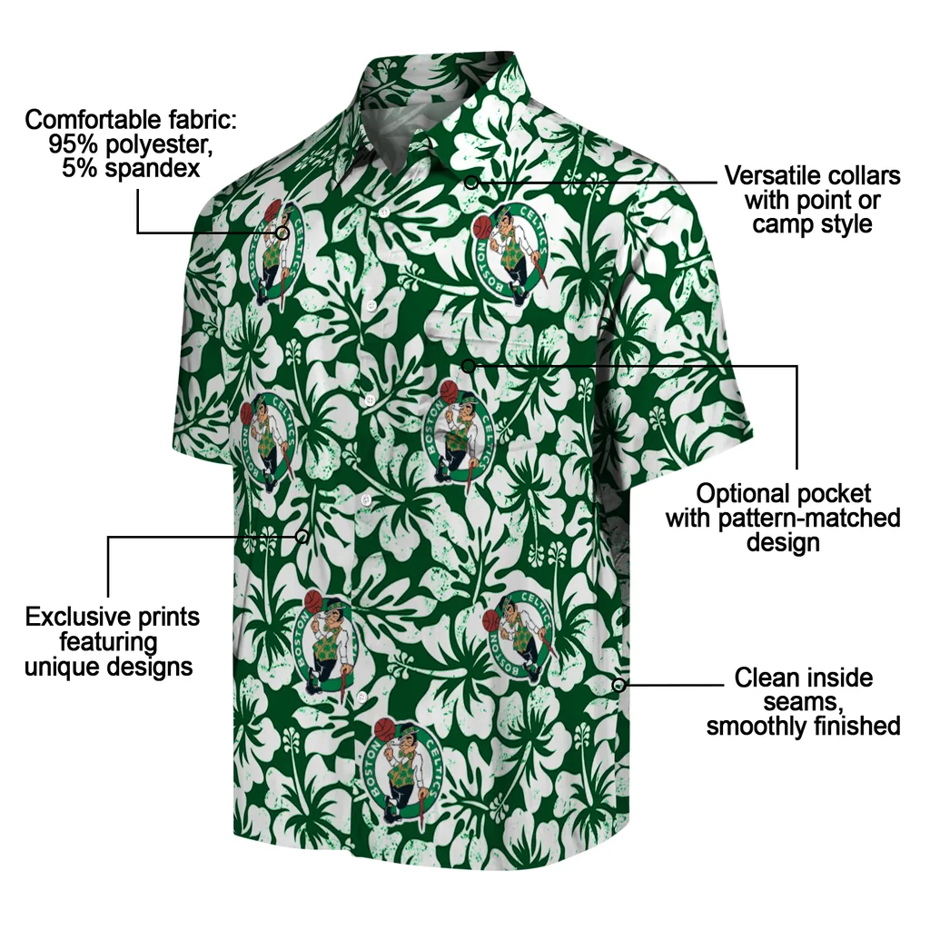 Boston Celtics Hawaiian Shirt - Hibiscus Motif boston celtics hibiscus motif green white hawaiian shirts new arrival