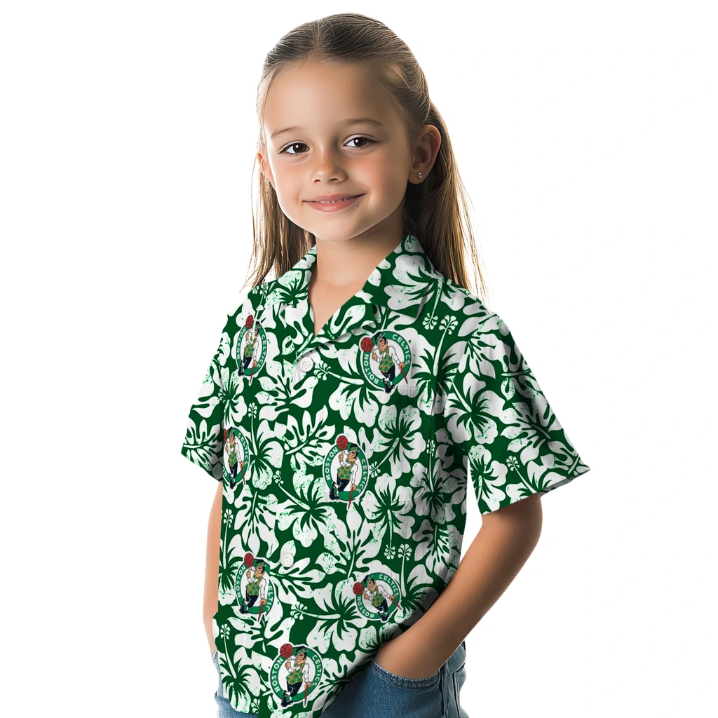 Boston Celtics Hawaiian Shirt - Hibiscus Motif boston celtics hibiscus motif green white hawaiian shirts premium grade