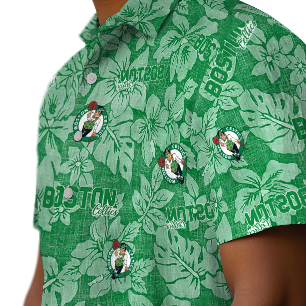 Boston Celtics Hawaiian Shirt - Hibiscus Oasis boston celtics hibiscus oasis green hawaiian shirts trendy