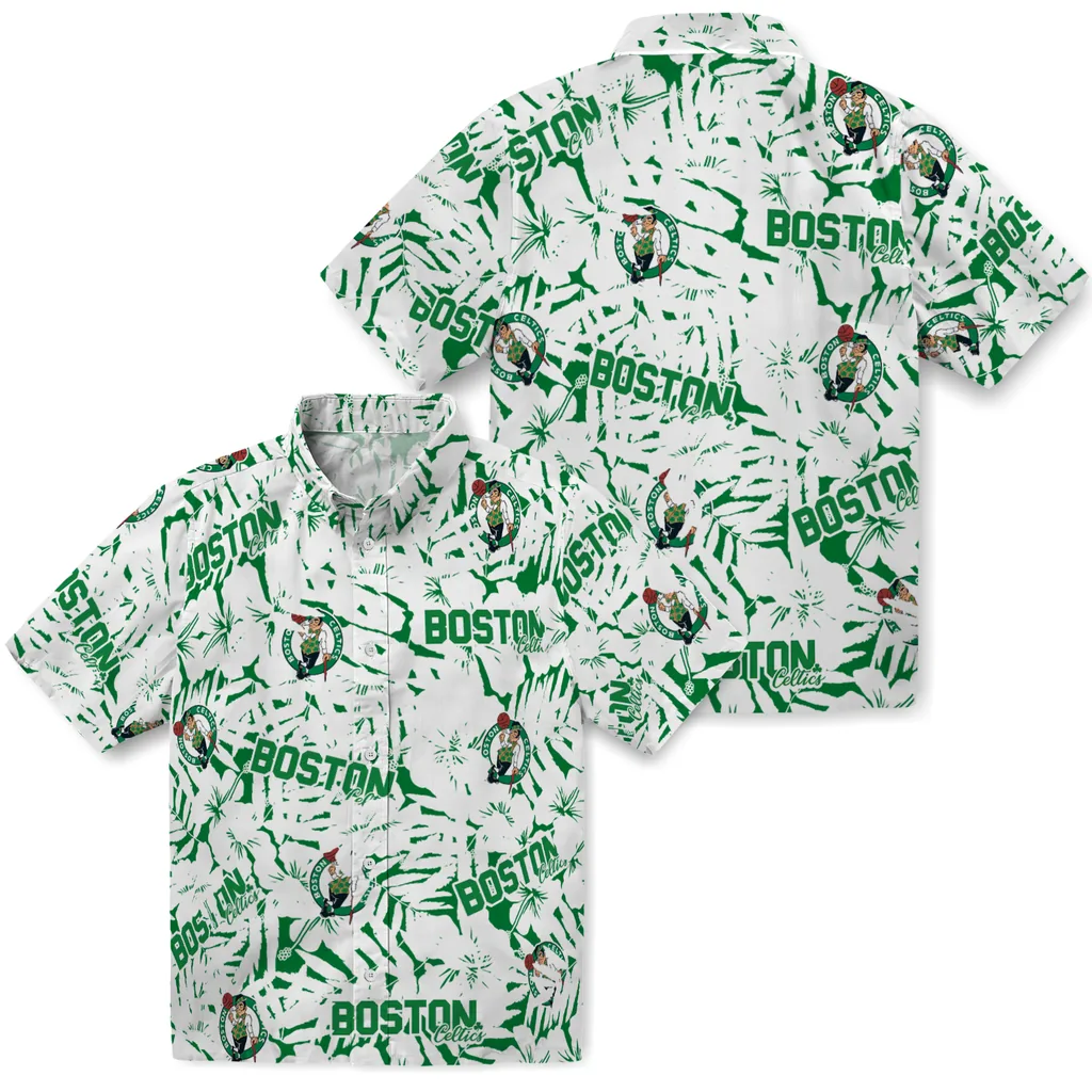 Boston Celtics Hawaiian Shirt - Hibiscus Overlay boston celtics hibiscus overlay hawaiian shirts high quality