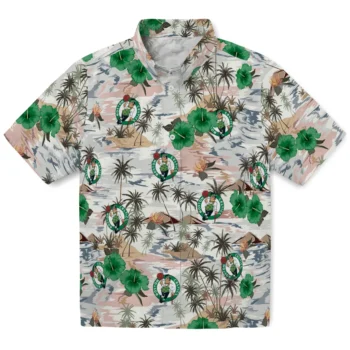 boston celtics hibiscus seaside white hawaiian shirts best selling