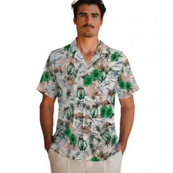 boston celtics hibiscus seaside white hawaiian shirts fashion forward