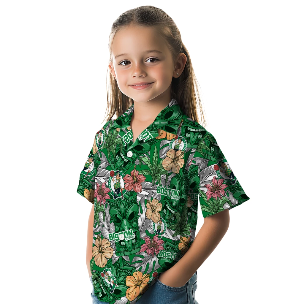 Boston Celtics Hawaiian Shirt - Hibiscus Tiki Jungle boston celtics tiki jungle green hawaiian shirts premium grade