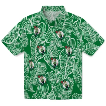boston celtics leaf outline green hawaiian shirts best selling