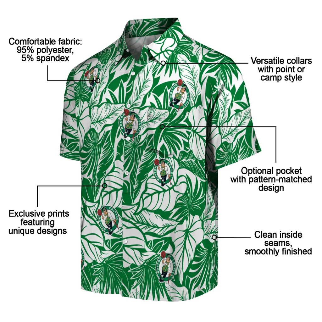 Boston Celtics Hawaiian Shirt - Monstera Layer boston celtics monstera layer green hawaiian shirts new arrival