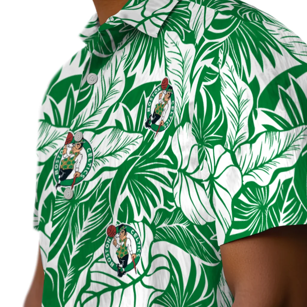 Boston Celtics Hawaiian Shirt - Monstera Layer boston celtics monstera layer green hawaiian shirts trendy