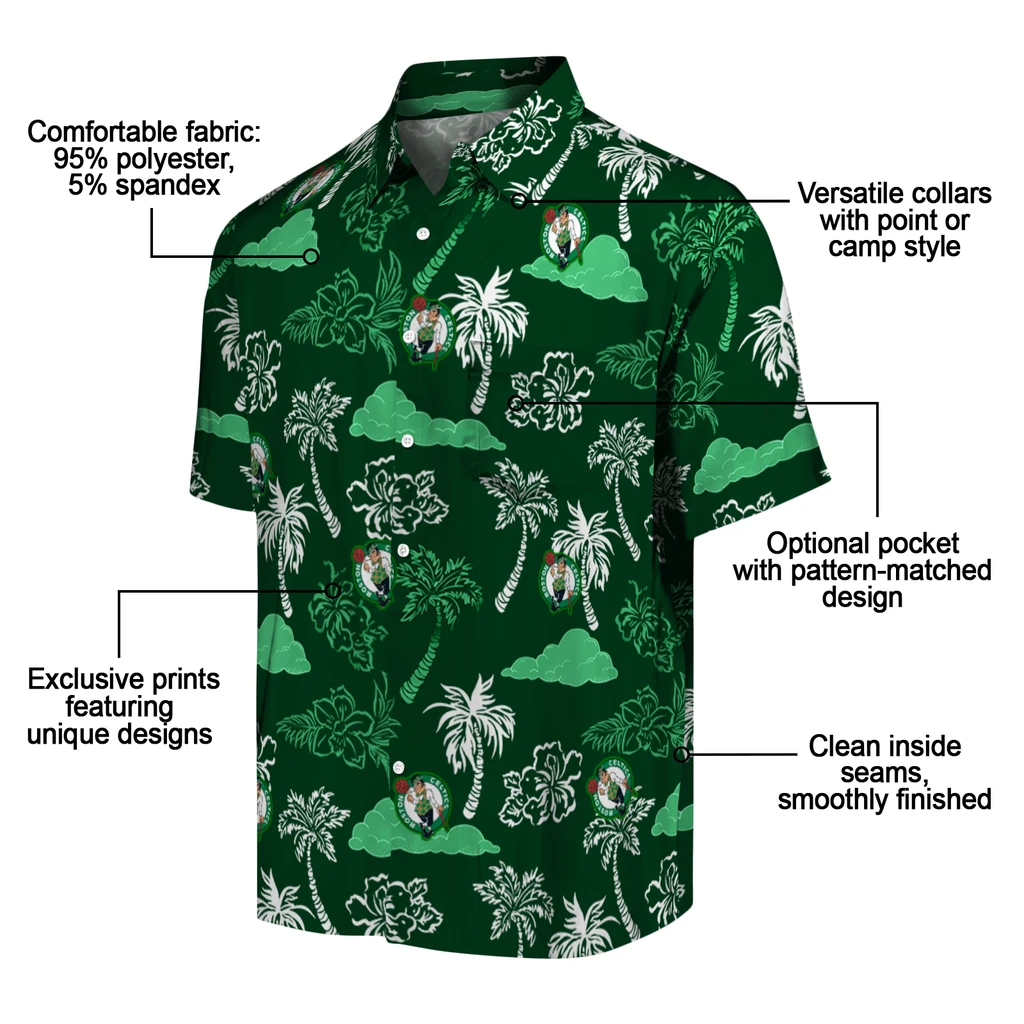 Boston Celtics Hawaiian Shirt - Palm And Clouds boston celtics palm and clouds green hawaiian shirts new arrival