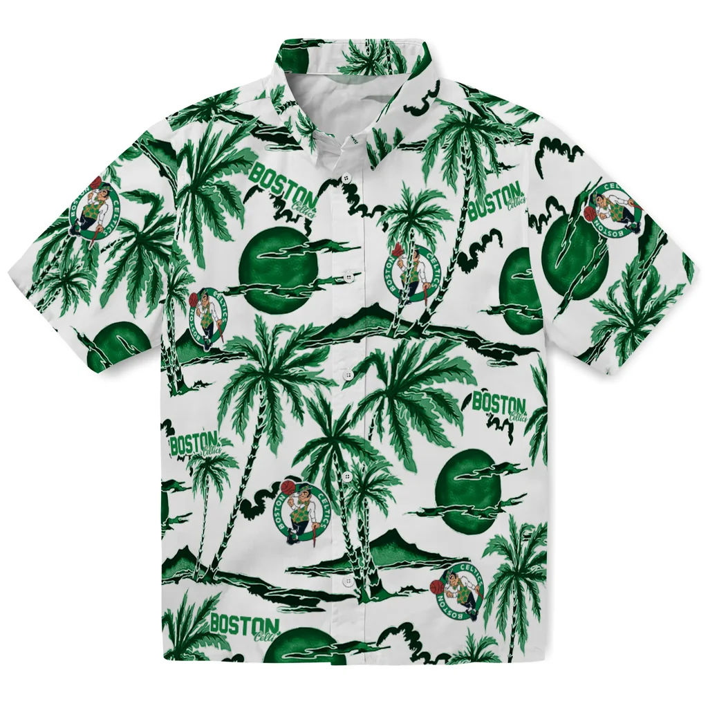 Boston Celtics Hawaiian Shirt - Palm Sunset boston celtics palm sunset hawaiian shirts best selling