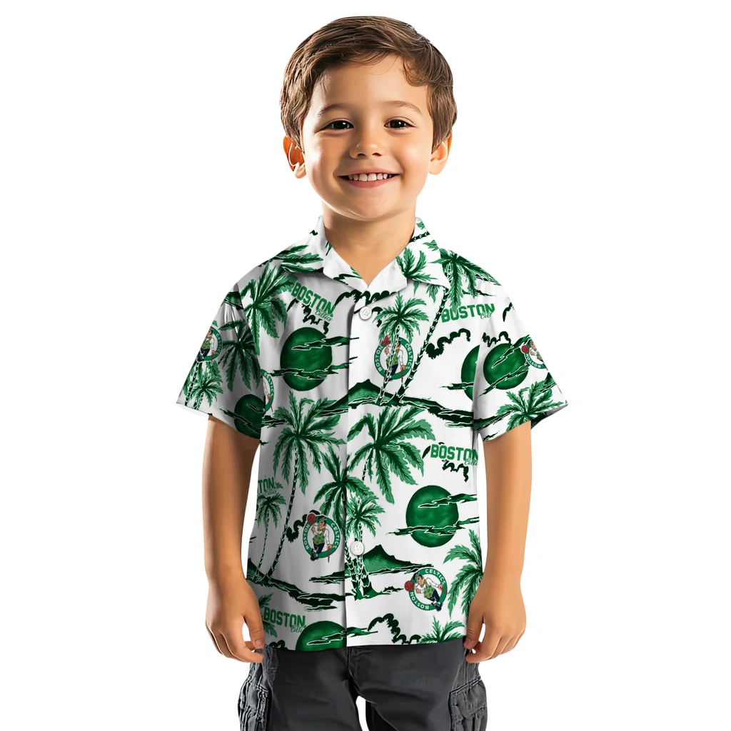 Boston Celtics Hawaiian Shirt - Palm Sunset boston celtics palm sunset hawaiian shirts top rated