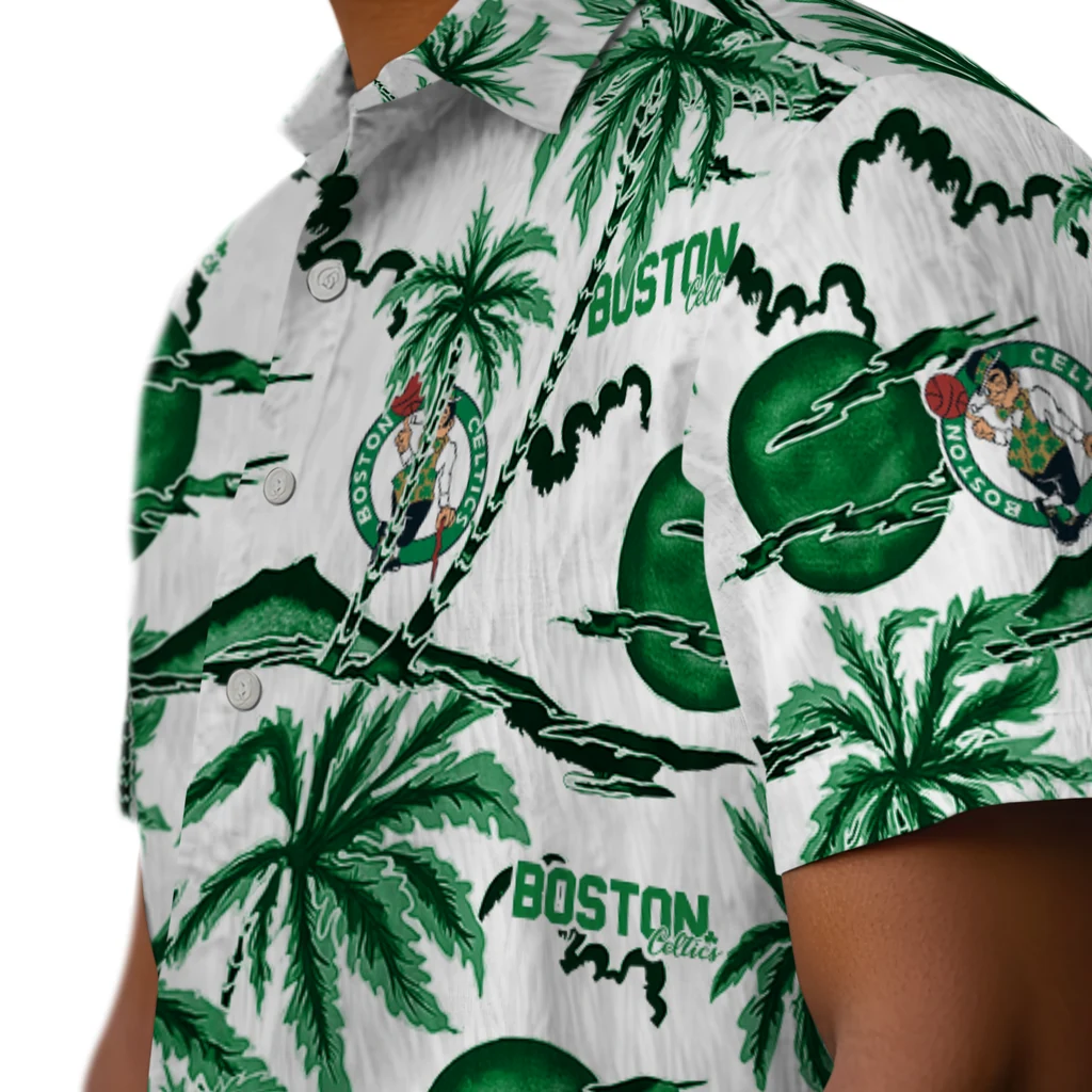 Boston Celtics Hawaiian Shirt - Palm Sunset boston celtics palm sunset hawaiian shirts trendy