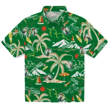 boston celtics palm tree island green hawaiian shirts best selling