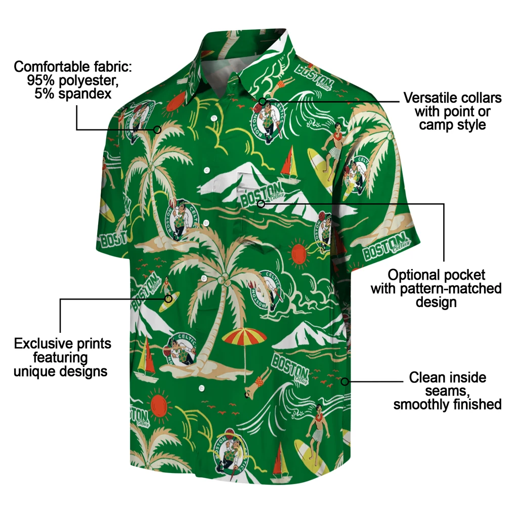 Boston Celtics Hawaiian Shirt - Palm Tree Island boston celtics palm tree island green hawaiian shirts new arrival