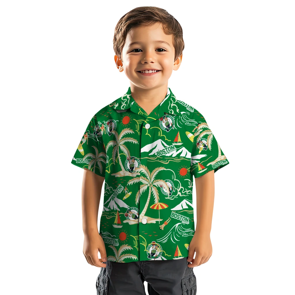 Boston Celtics Hawaiian Shirt - Palm Tree Island boston celtics palm tree island green hawaiian shirts top rated