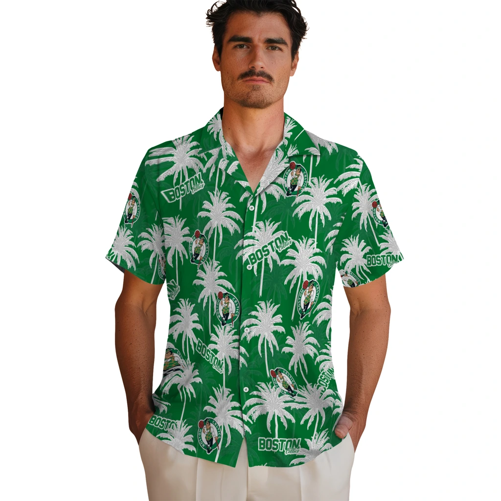 Boston Celtics Hawaiian Shirt - Palm Tree Motif boston celtics palm grove green hawaiian shirts fashion forward