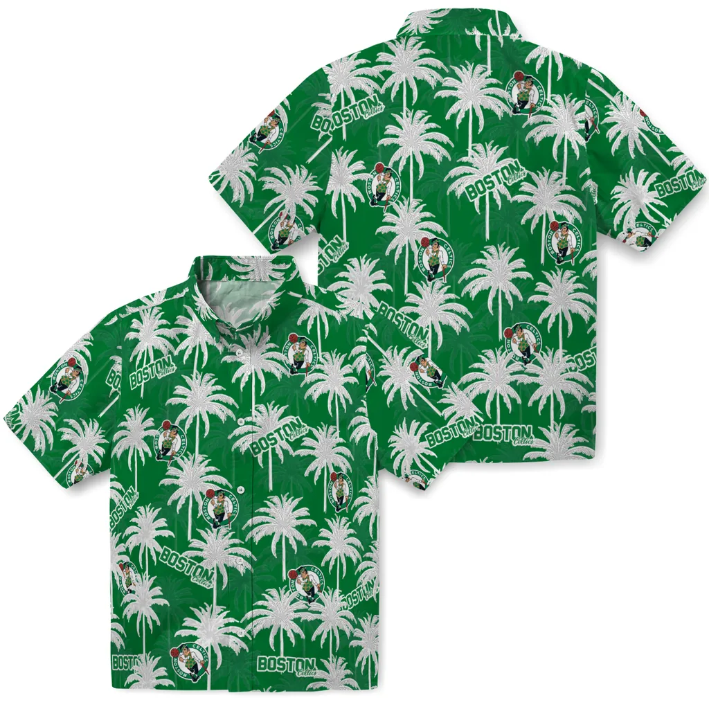 Boston Celtics Hawaiian Shirt - Palm Tree Motif boston celtics palm grove green hawaiian shirts high quality