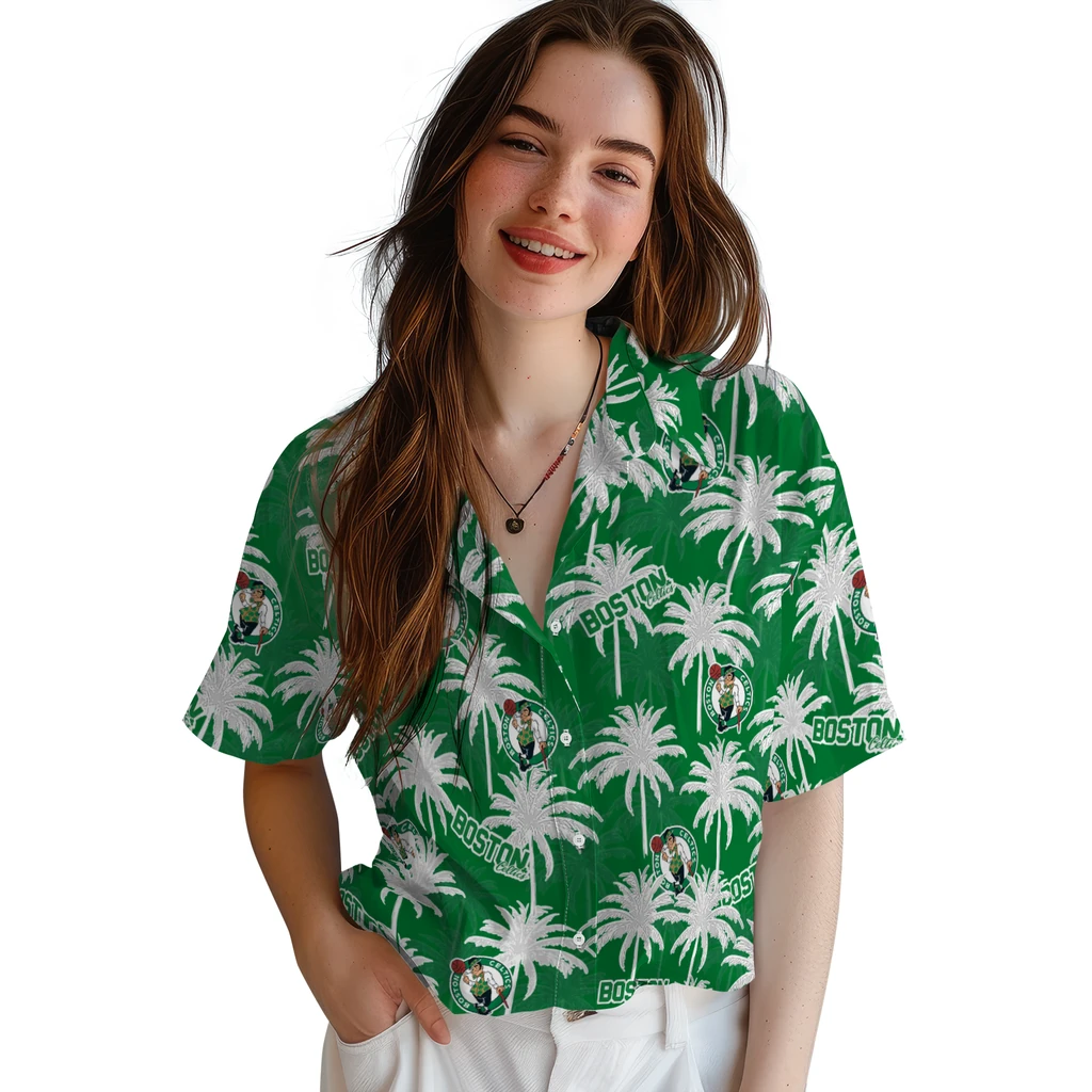 Boston Celtics Hawaiian Shirt - Palm Tree Motif boston celtics palm grove green hawaiian shirts latest model
