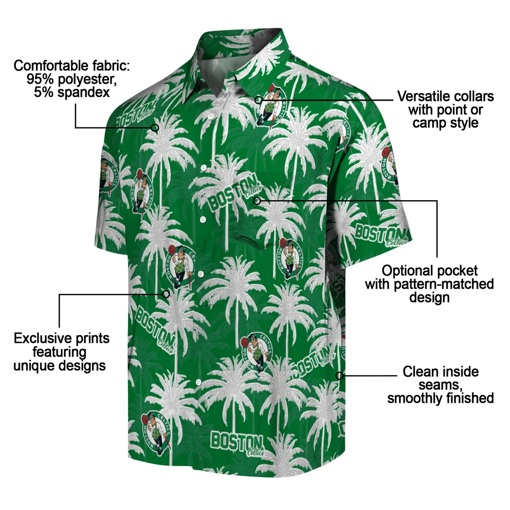 Boston Celtics Hawaiian Shirt - Palm Tree Motif boston celtics palm grove green hawaiian shirts new arrival