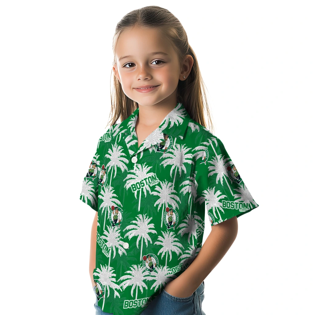 Boston Celtics Hawaiian Shirt - Palm Tree Motif boston celtics palm grove green hawaiian shirts premium grade