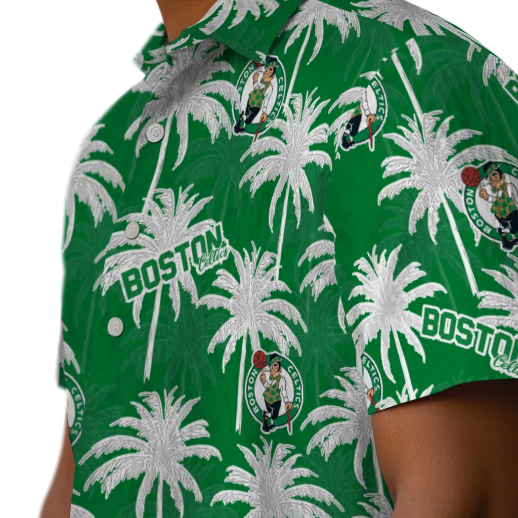 Boston Celtics Hawaiian Shirt - Palm Tree Motif boston celtics palm grove green hawaiian shirts trendy