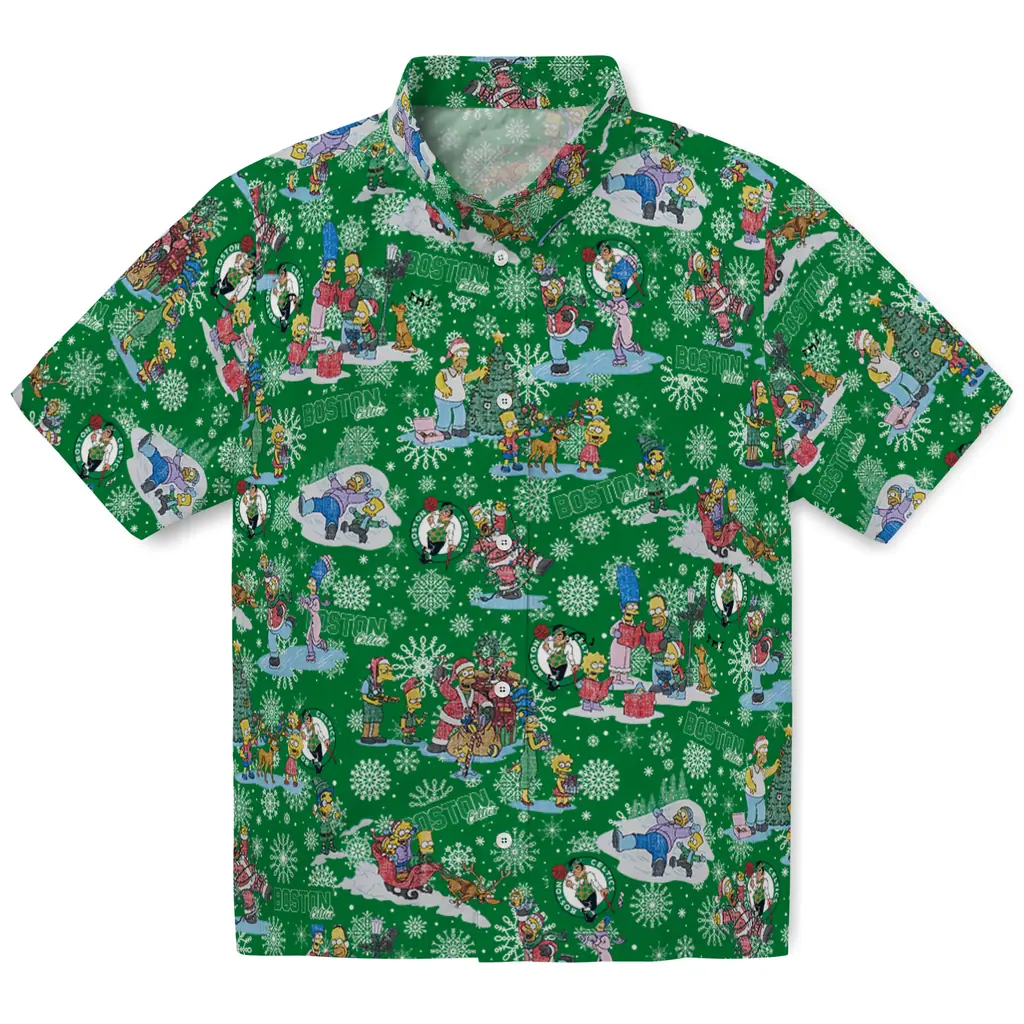 Boston Celtics Hawaiian Shirt - Simpsons Christmas boston celtics simpsons christmas green hawaiian shirts best selling