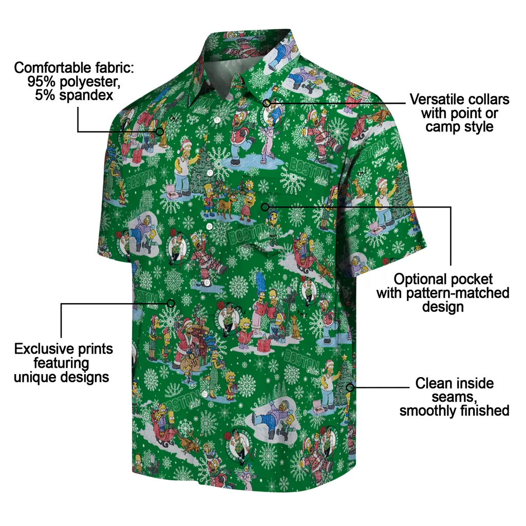 Boston Celtics Hawaiian Shirt - Simpsons Christmas boston celtics simpsons christmas green hawaiian shirts new arrival