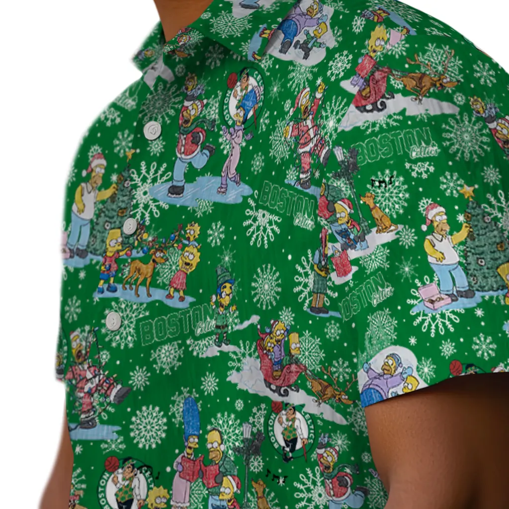 Boston Celtics Hawaiian Shirt - Simpsons Christmas boston celtics simpsons christmas green hawaiian shirts trendy