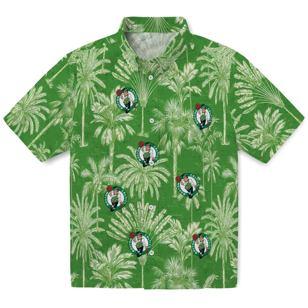 Boston Celtics Hawaiian Shirt - Vintage Palm Tree boston celtics palm shadows green hawaiian shirts best selling