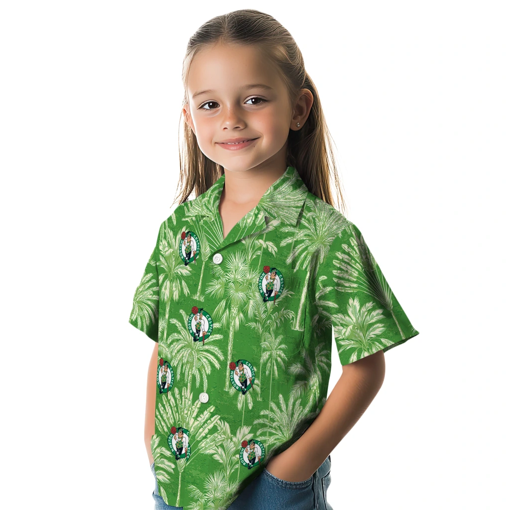 Boston Celtics Hawaiian Shirt - Vintage Palm Tree boston celtics palm shadows green hawaiian shirts premium grade