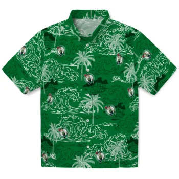 boston celtics wave palm green hawaiian shirts best selling