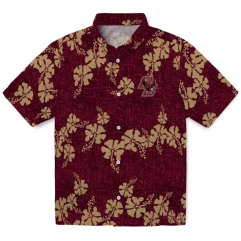 boston college eagles hibiscus petals maroon hawaiian shirts best selling