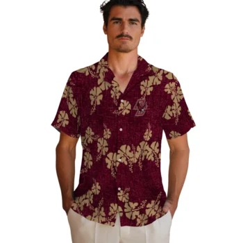 boston college eagles hibiscus petals maroon hawaiian shirts fashion forward