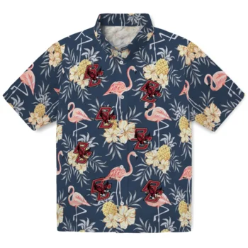 boston college eagles flamingo hibiscus navy hawaiian shirts best selling