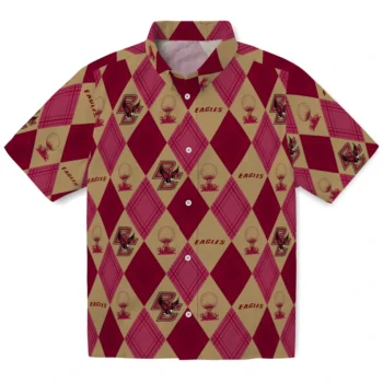 boston college eagles balloon plaid maroon hawaiian shirts best selling