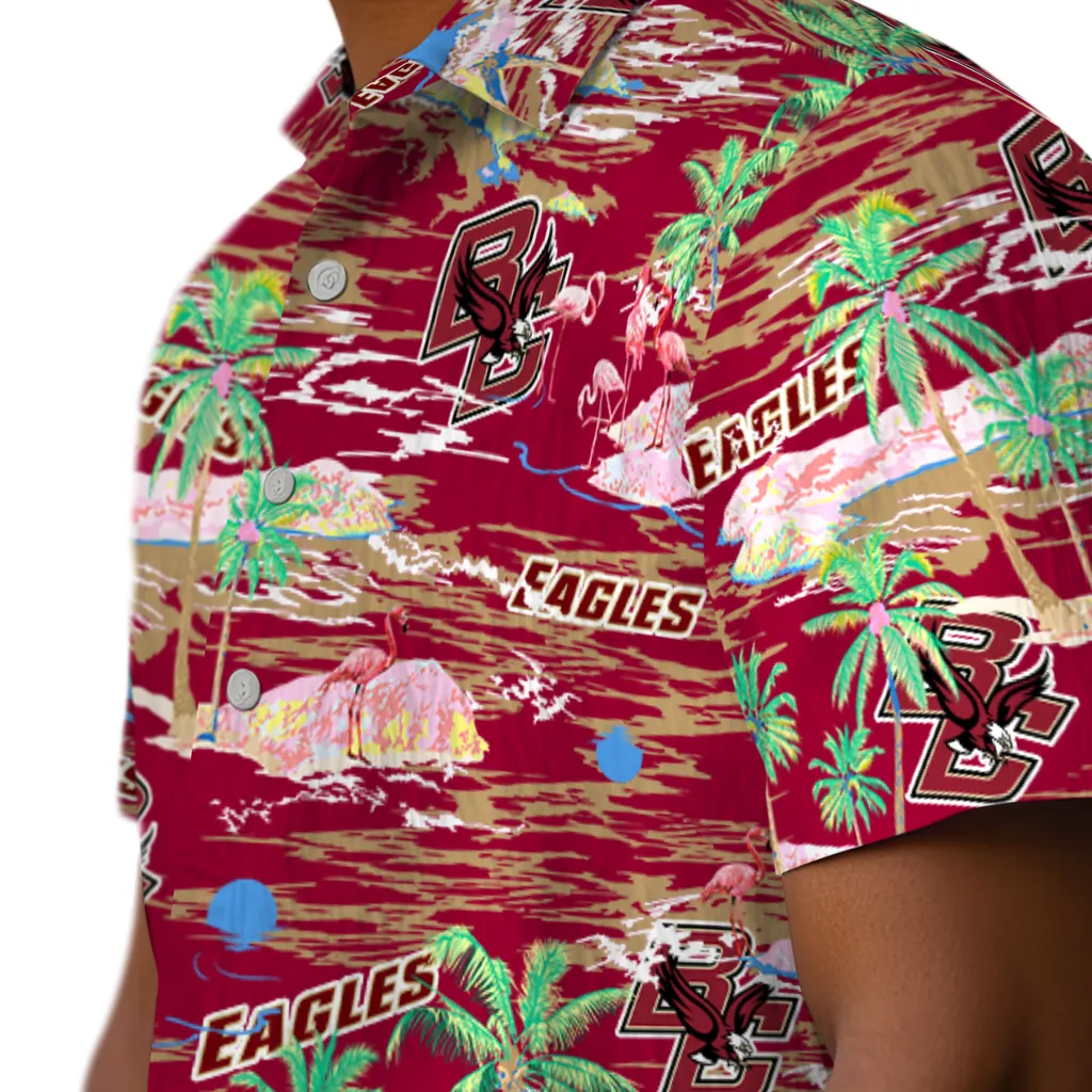 Boston College Eagles Hawaiian Shirt - Hawaii Island boston college eagles flamingo retreat maroon hawaiian shirts trendy