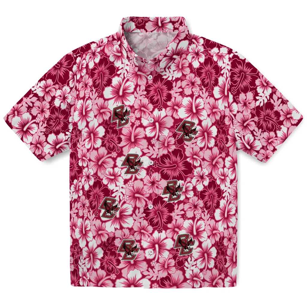 Boston College Eagles Hawaiian Shirt - Hibiscus Blooms boston college eagles hibiscus blooms maroon hawaiian shirts best selling
