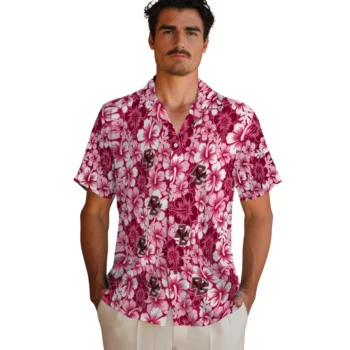 boston college eagles hibiscus blooms maroon hawaiian shirts fashion forward