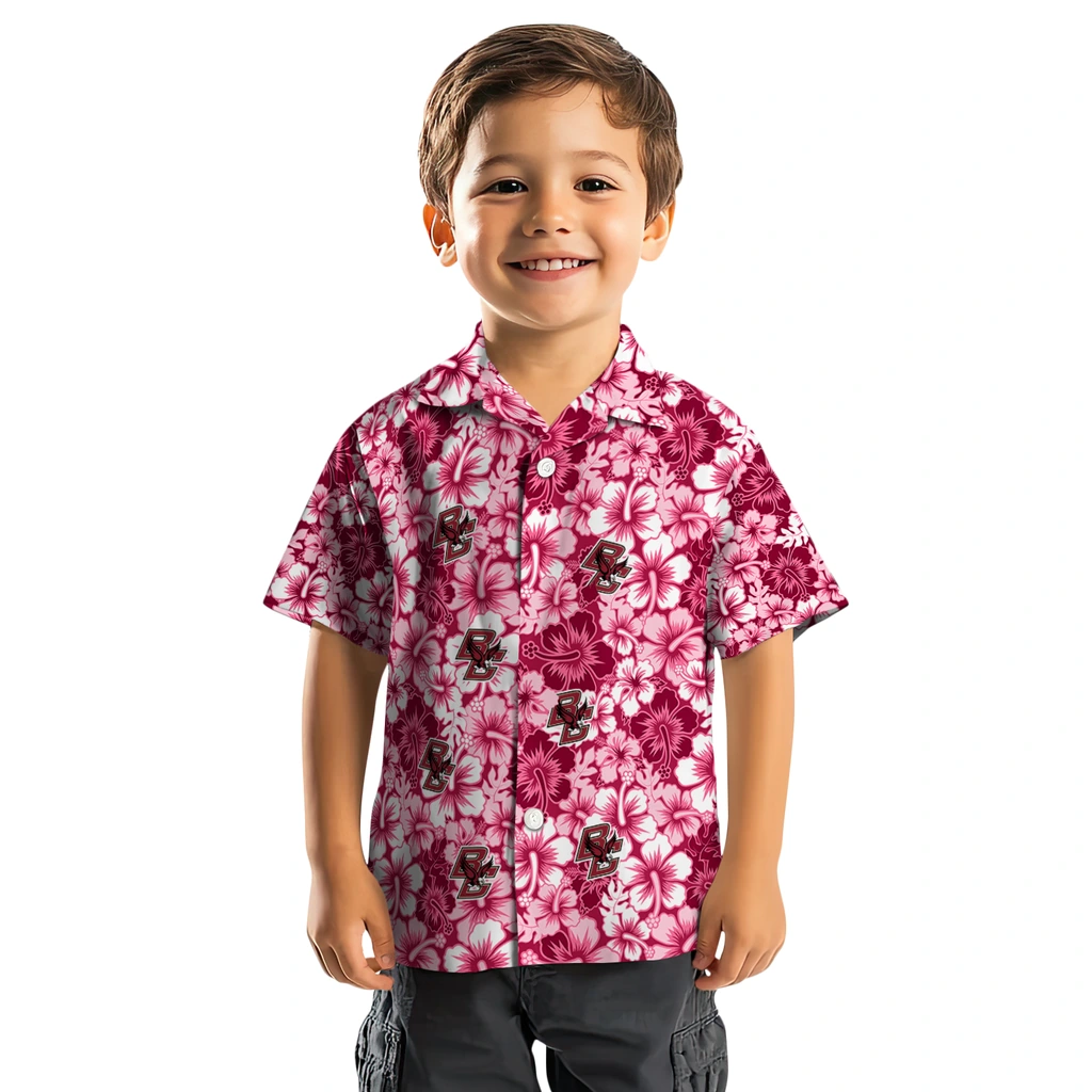 Boston College Eagles Hawaiian Shirt - Hibiscus Blooms boston college eagles hibiscus blooms maroon hawaiian shirts top rated