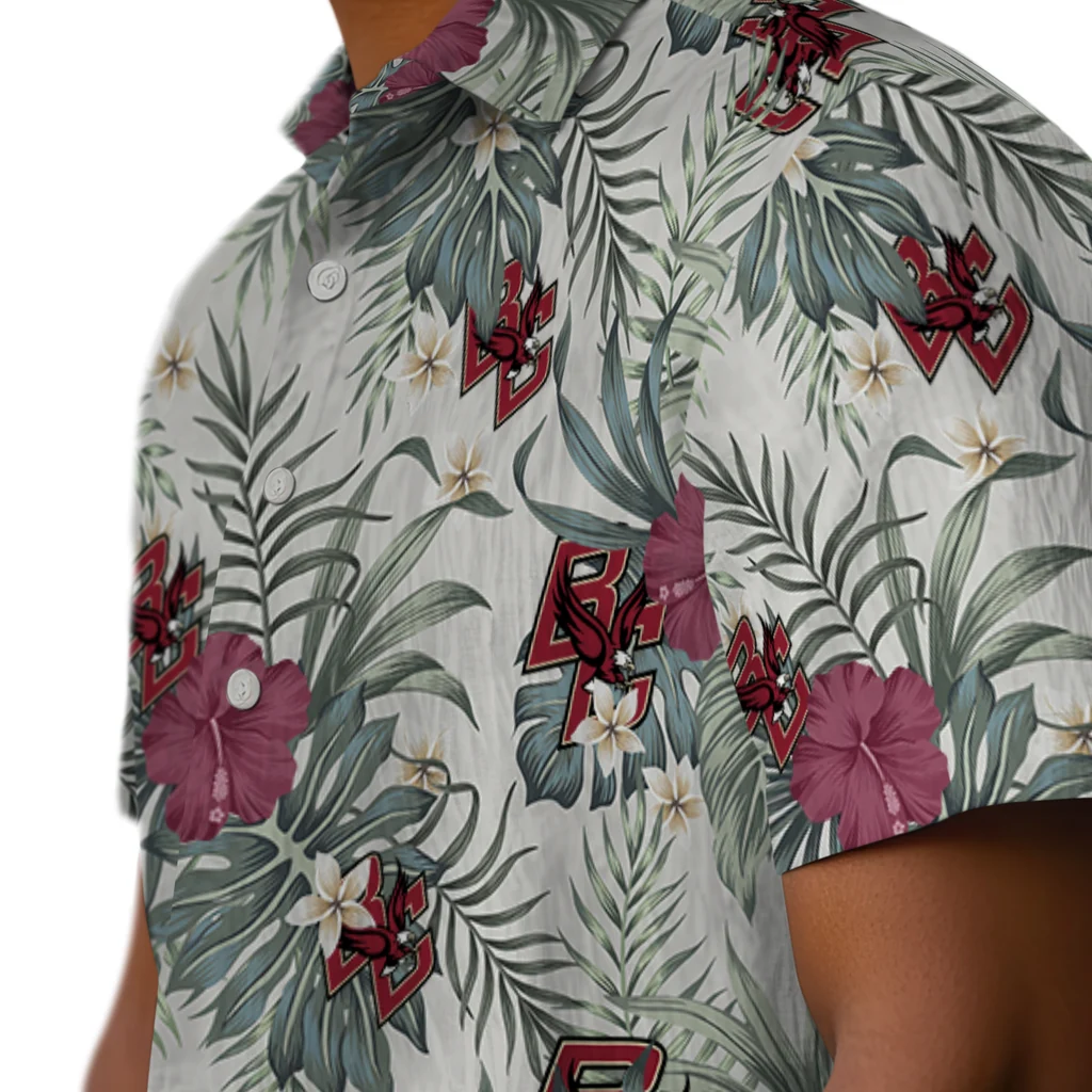 Boston College Eagles Hawaiian Shirt - Hibiscus Designs boston college eagles hibiscus designs beige hawaiian shirts trendy
