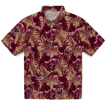 boston college eagles hibiscus exotic maroon hawaiian shirts best selling